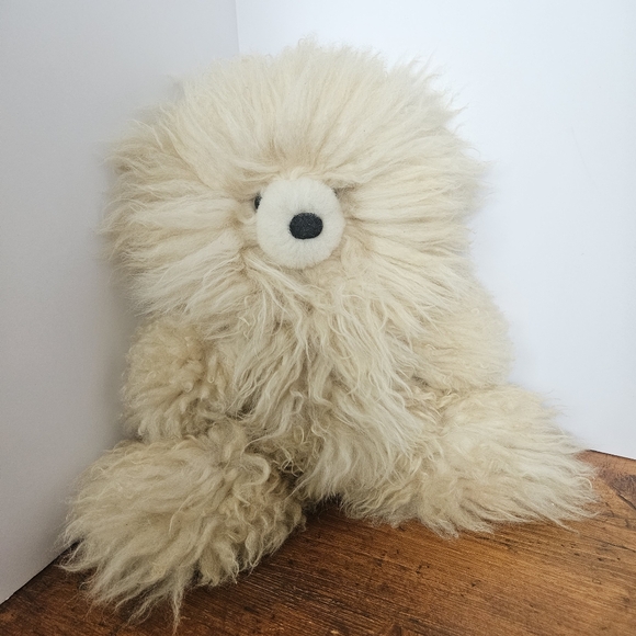 Alpaca Fur Light Tan/ Cream Teddy Bear Alpaca Wool Fleece Hair Plush Bear - Picture 11 of 11